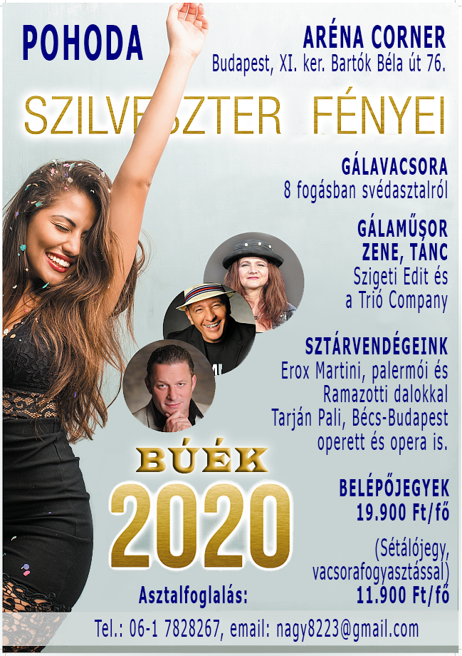 Szilveszteri gálaműsor és gálavacsora a budapesti Aréna Corner étteremben! Szilveszteri gálaműsor és gálavacsora a budapesti Aréna Corner étteremben!